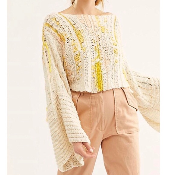 Free People Sweaters - FREE PEOPLE Drive Through Sweater Yellow Ivory